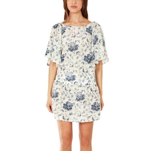 Pam & Gela Dresses & Skirts - Pam & Gela Mia Blue Floral Silk Mini Dress